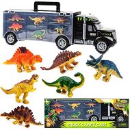 Toysery Monster Truck Dinosaur Toys - Educational Kids Toys for 3 Year Old Boys and Girls - 6 - Pc Jurassic Park Toys for Kids - Durable Transport Carrier Dinosaur Tractor Toys Set