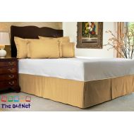 TheOutNet Collection Egyptian Cotton 750TC 1 Piece Bed Skirt Short Queen Size 21 Inch Drop Length gold Striped