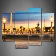 Firstwallart First Wall Art - Lamp Post Near The Fountain Wall Art Painting Pictures Print On Canvas City The Picture For Home Modern Decoration