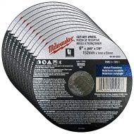Milwaukee 10 Pack - 6 Inch Cutting Wheels For Grinders - Aggressive Cutting For Metal & Stainless Steel - 6 x .045 x 7/8-Inch Flat Cut Off Wheels