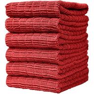[아마존베스트]Bumble Towels Premium Kitchen Towels (16”x 28”, 6 Pack)  Large Cotton Kitchen Hand Towels Ribbed Check Design  380 GSM Highly Absorbent Tea Towels Set with Hanging Loop  Aqua