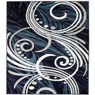 SUMMIT BY WHITE MOUNTAIN NEW Summit ELITE S 61 BLUE GREY WHITE SWIRL SCROLLS Area Rug Modern Abstract Rug Many Sizes Available (22 INCH X 35 INCH , SCATTER DOOR MAT SIZE )