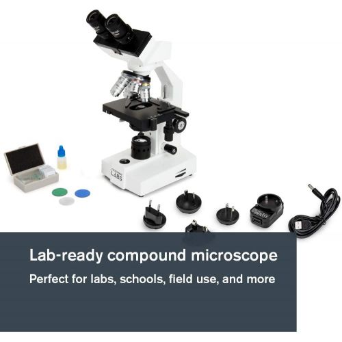 셀레스트론 Celestron ? Celestron Labs ? Binocular Head Compound Microscope ? 40-1000x Magnification ? Adjustable Mechanical Stage ? Includes 10 Prepared Slides