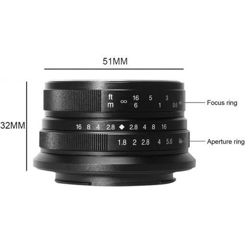 7artisans 25mm F1.8 Manual Focus Lens for Panasonic and Olympus Cameras Micro M4/3 Mount - Black