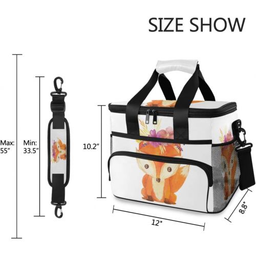  ALAZA Child Fox Floral Large Cooler Bag Lunch Box Leakproof for Outdoor Travel Hiking Beach