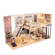 Bishelle DIY Dollhouse Kit Diy House To Bring You Happiness Cover Manual Assembly Model Villa Creative Wooden Toys Gifts Wooden Dolls House with Furniture and Accessories, Educational Toys