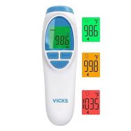Vicks Forehead No-Touch 3 in 1 Thermometer LCD Display, Infrared/Non-Contact - Professional Accuracy 2 Seconds - for Food Oven Hot Water Kids Baby Adults Fever Alarm, Whole Family Home/Office