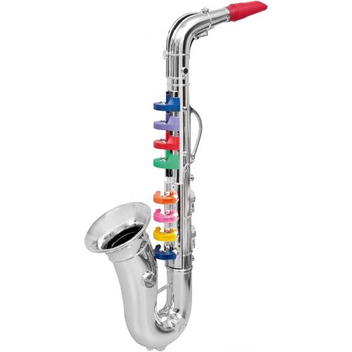  [아마존베스트]Click n Play Set of 2 Musical Wind Instruments for Kids - Metallic Silver Saxophone and Trumpet Horn