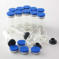 Blue Stones Clear Injection Glass Vial with Flip Off Caps & Stopper Small Medicine Bottles Experimental Test Liquid Containers