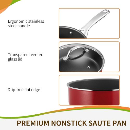  N++A Nonstick Frying Pan with Lid, 9.5/3.5qt Deep Frying Pan, Dishwasher & Oven Safe Saute Pan, Jumbo Cooker with Induction Base, Nonstick Fry Skillet for Gas, Electric, Induction Cookt