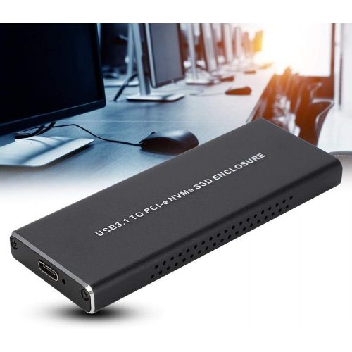  ASHATA M.2 NVME to USB3.1 Portable Metal Hard Disk Box M2 SSD PCIE to Type-C SSD Enclosure,Suitable for Converting SSD Solid State Drives to Type-C Interfaces,Black
