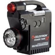 Celestron - PowerTank 17 Telescope Battery - Large Capacity 12V Power Supply for Computerized Telescopes - 17-amp Hour - AM/FM Radio - Siren - Red/White Flashlight - Car Battery Te