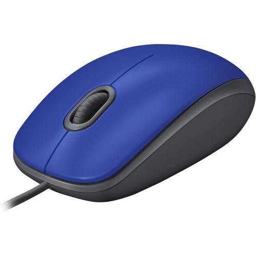 로지텍 Logitech M110 Wired USB Mouse, Silent Buttons, Comfortable Full-Size Use Design, Ambidextrous PC / Mac / Laptop - Blue
