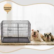 BestPet Dog Crate Dog Cage Pet Crate Folding Metal 30 Inch Pet Cage Double Door W/Divider Panel Wire Animal Cage Dog Kennel Leak-Proof Plastic Tray