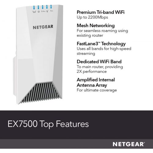  [아마존베스트]Amazon Renewed NETGEAR Nighthawk Mesh X4S Wall-Plug Tri-Band WiFi Mesh Extender - White (Renewed)