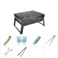 Three drops of water Barbecue Grill，Portable Stainless BBQ Tool Set for Outdoor Cooking Camping Hiking Picnics 1-3 People (Color : Black)
