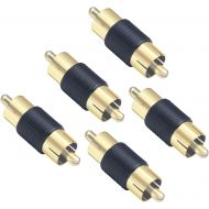 VCE RCA Male to Male Coupler 5-Pack, Gold Plated Dual Male Connector RCA M-M Adapter
