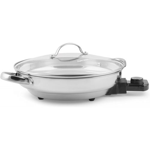  Aroma Housewares AFP-1600S Gourmet Series Stainless Steel Electric Skillet 11.8 inches