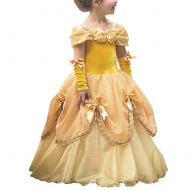 IBTOM CASTLE Little Girls Belle Dress up Princess Beauty and Beast Costume Kids Long Maxi Gown Cosplay Party Fancy Clothes