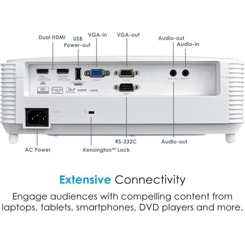  Optoma EH412ST Short Throw 1080P HDR Professional Projector | Super Bright 4000 Lumens | Business Presentations, Classrooms, or Meeting Rooms | 15,000 hour lamp life | Speaker Buil