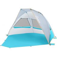 WolfWise 2-3 Person Portable Beach Tent UPF 50+ Sun Shade Canopy Umbrella with Extendable Floor, Blue