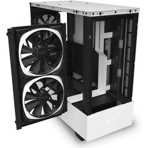  [아마존베스트]NZXT H510 Elite - CA-H510E-W1 - Premium Mid-Tower ATX Case PC Gaming Case - Dual-Tempered Glass Panel - Front I/O USB Type-C Port - Vertical GPU Mount - Integrated RGB Lighting - W