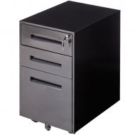 AyaMastro Black Rolling File Cabinet Metal Office Organizer Storage w/3 Sliding Drawer