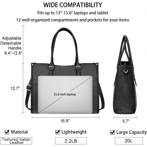  [아마존베스트]NUBILY Laptop Bag for Women 15.6 Inch Waterproof Lightweight Leather Laptop Tote Bag Womens Professional Business Office Work Bag Briefcase Large Computer Bag Shoulder Handbag Black