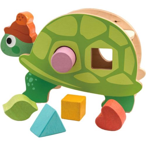  Tender Leaf Toys - Hungry Wooden Tortoise Shape Sorter Toy - Encourages Imaginative Play, Improves Recognition and Problem Solving Skills - 3 Years +