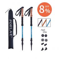 PORLAE Trekking Poles Adjustable Ultralight Hiking Walking Sticks Carbon Fiber Pole Quick Flip Lock EVA Grip Padded Strap with Carry Bag