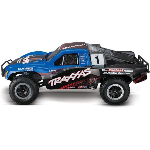 트랙사스 Traxxas 58076-4 Blue Slash 2WD 1/10 Brushless Short Course Truck with TQi 2.4GHz Radio/TSM, Blue