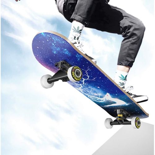  JH Skateboard Skateboard, Four-Wheel Flash Skateboard 31 Inches (80cm) 4 Years Old and Above Children’s Level Youth/Adult Professional Action Type (Phantom Color Youth) Double Tilt