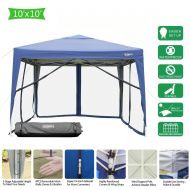VINGLI 10x10 EZ POP UP Canopy Mesh Tent w/ 4pcs Anti-Mosquito Removable Sidewalls, 99% Anti-UV, Screen House Canopy (10x10 w/ 4 Sidewalls | Blue)