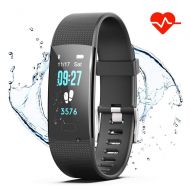 FOHKJMML Fitness Tracker, Colorful Activity Tracker Watch with Heart Rate Monitor, Pedometer IP67 Waterproof Sleep Monitor Step Counter for Kids Women and Men (Color : Black, Size