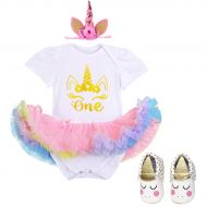 OBEEII Princess Unicorn Costume First Birthday Party Baby Girl Romper Tutu Dress Headband Summer Clothes Outfits Photo Prop 2pcs Set