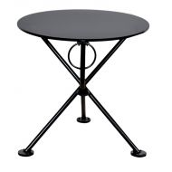 Mobel Designhaus French Cafe Bistro 3-leg Folding Coffee Table, Jet Black Frame, 20 Round Metal Top