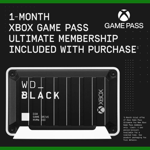  WD_BLACK 2TB D30 Game Drive SSD for Xbox - Portable External Solid State Drive, Compatible with Xbox and PC, Up to 900MB/s - WDBAMF0020BBW-WESN
