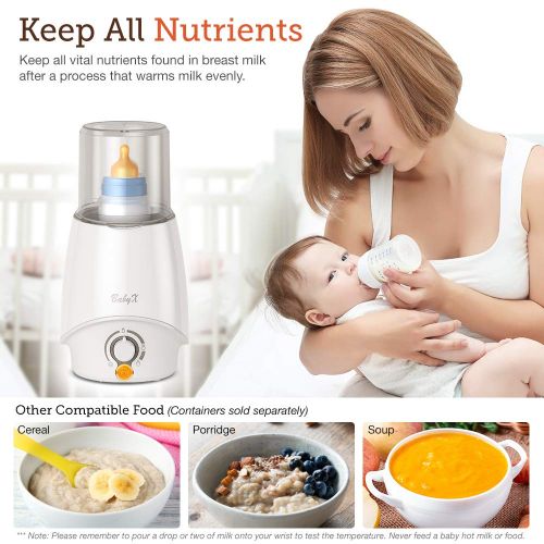  BabyX Fast Bottle Warmer For Breastmilk, Infant Formula, Baby Food Heater Quickly Warm and Sterilizer, Sanitize Pacifiers and Fits Most Bottle Size [Built-in Smart Temp. Controller