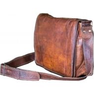 [아마존베스트]VC VINTAGE COUTURE 18 inch Leather Full Flap Messenger Handmade Bag Laptop Bag Satchel Bag Padded Messenger Bag School Brown (18x13)