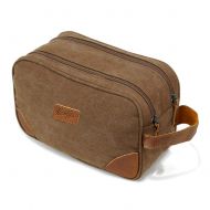 Kemys Mens Canvas Toiletry Bag Travel Bathroom Shaving Dopp Kit with Double Compartments, Unisex