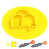 Yii Design Yii Silicone Baby Placemat with Suction Divided Kids Plates& Bowl for Restaurant, Dining Mats for Children...