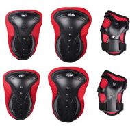 ASTRQLE 1Set 6pcs Red and Black Knee Elbow Wrist Support Protection Safeguard Durable Safety Protective Gear Pads Set for Unisex Adult Skateboard Cycling Roller Skating Extreme Outdoor Spo