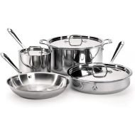 All-Clad D3 3-Ply Stainless Steel Cookware Set 7 Piece Induction Oven Broiler Safe 600F Pots and Pans, Cookware Silver