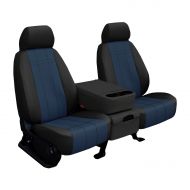 Shear Comfort Rear SEAT: ShearComfort Custom Imitation Leather Seat Covers for Chevy Silverado (2015-2018) in Black w/Blue for 60/40 Split Back and Bottom w/Adjustable Headrests (Crew Cab)