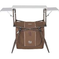 TIMBER RIDGE Outdoor Folding Kitchen Lightweight Portable Aluminum Storage and Carry Bag Camp Cook Station, Foldable Grill Table for BBQ, Picnic, Backyard, Brown