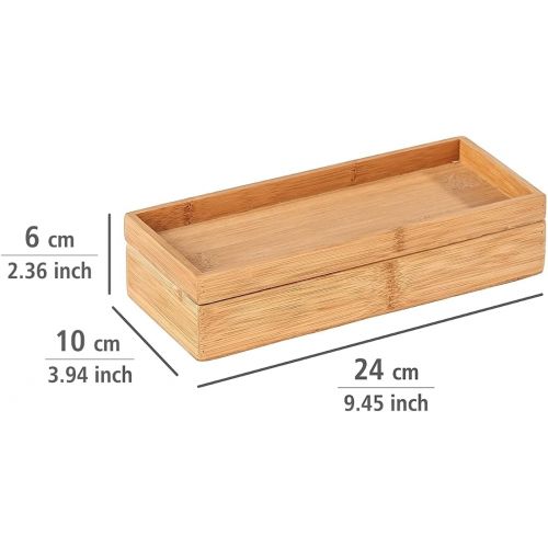  Wenko Bamboo Organiser Terra 3 Compartments -Storage Box, Bathroom Basket, Bamboo