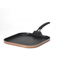 Ecolution Impressions Hammered Nonstick Square Griddle, Dishwasher Safe Cookware with Riveted Stainless Steel Handles, 11-Inch, Copper