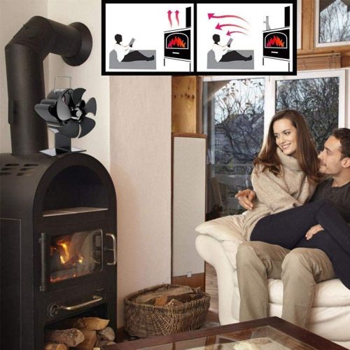  JIU SI Wood Stove Fan, Heat Driven Stove Fan, No Electricity Needed, Fireplace Fan for Wood/Wood Stove/Fireplace Environmentally Friendly for Home Heating