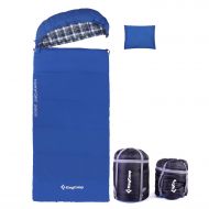 KingCamp Cotton Flannel All Season 5F/-15C Envelope Sleeping Bag for Adult and Youth with Pillow, Double and Single Size