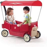 Step2 All Around Canopy Wagon for Kids, Spacious Kids' Outdoor Wagon with Safety Belts and Adjustable Canopy, Ages 1.5 - 5 Years Old, Red